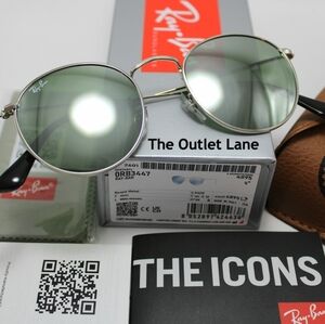 Model Display Ray-Ban Round Metal Silver Mirror RB3447